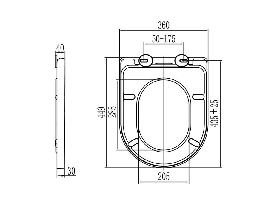 Závěsné kapotované WC Smart Flush RIMLESS - 49,5x36x37 cm + duroplast sedátko