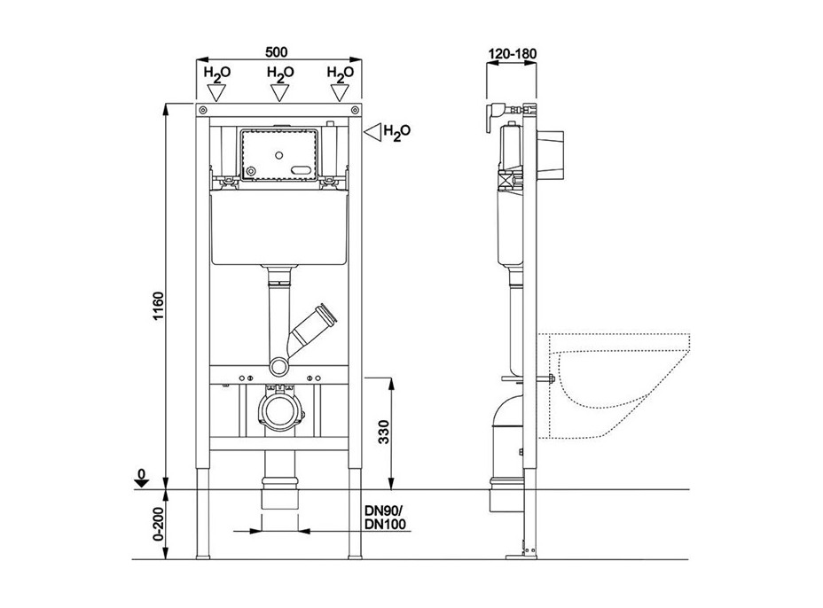 WC komplet pro sádrokarton s příslušenstvím - WC 36x49,6 cm