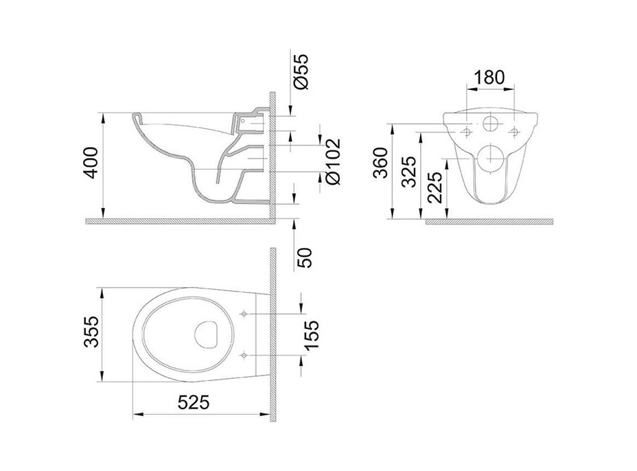 WC komplet pro sádrokarton s příslušenstvím - WC 35,5x52,5 cm