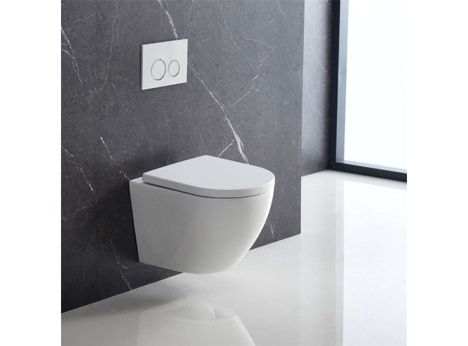 Závěsné kapotované WC Smart Flush RIMLESS - 49,5x36x37 cm + duroplast sedátko