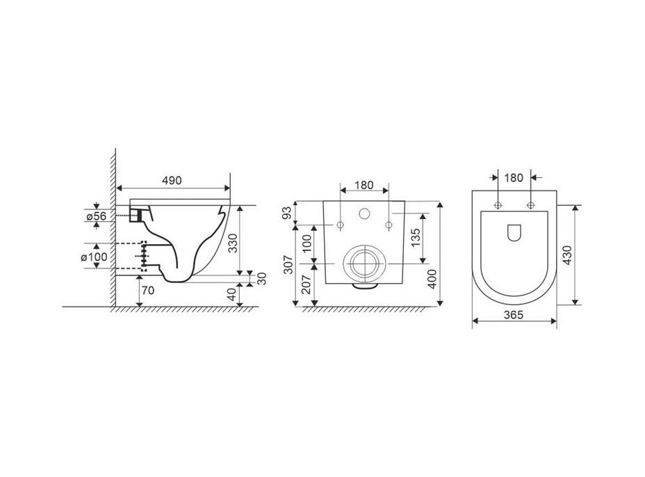 Závěsné kapotované WC Smart Flush RIMLESS - 49,5x36x37 cm + duroplast sedátko SLIM