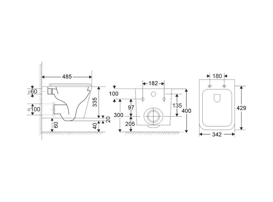 WC komplet pro sádrokarton s příslušenstvím - WC 34,2x42,9 cm