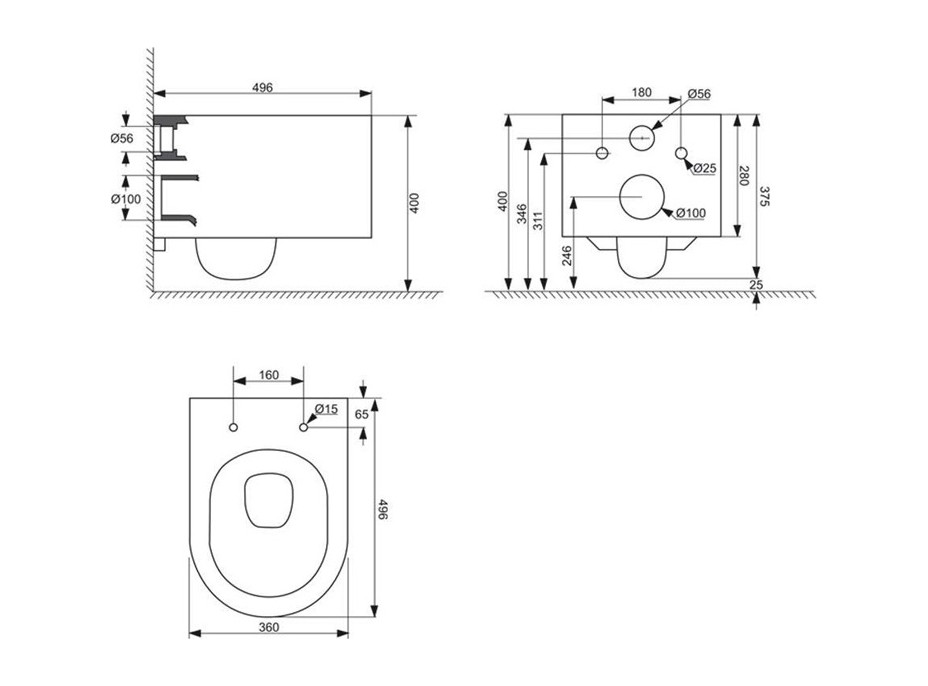 WC komplet pro sádrokarton s příslušenstvím - WC 36x49,6 cm