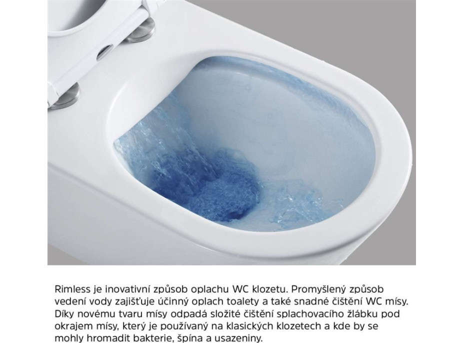 Závěsné RIMLESS WC - 53x35,5x36 cm + duroplast sedátko SLIM