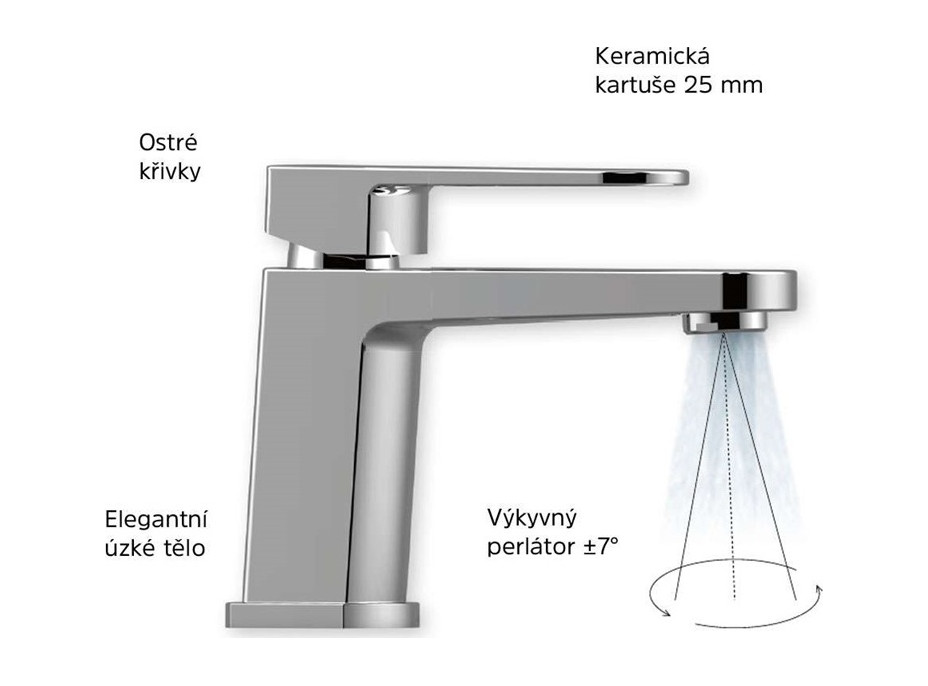 Umyvadlová stojánková baterie MADA s click/clack zátkou s přepadem - chromová