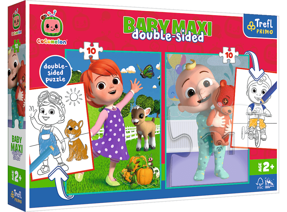 TREFL Oboustranné puzzle Cocomelon: Přátelé BABY MAXI 2x10 dílků