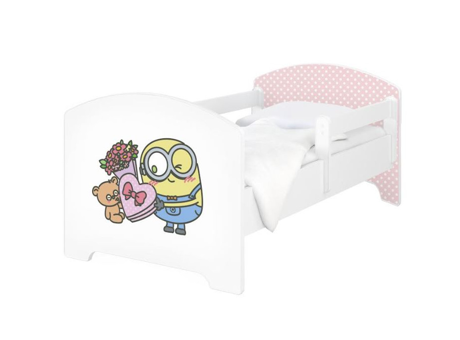 Dětská postel OSKAR - 160x80 cm - Mimoni - Růžové srdce