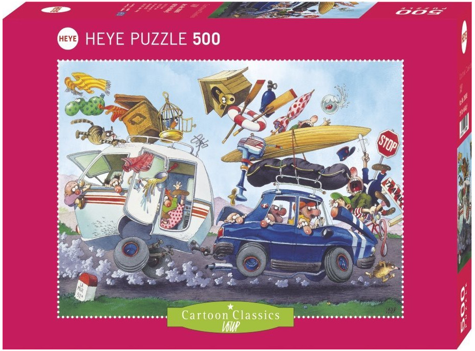 HEYE Puzzle Cartoon Classics: Odjezd na dovolenou! 500 dílků