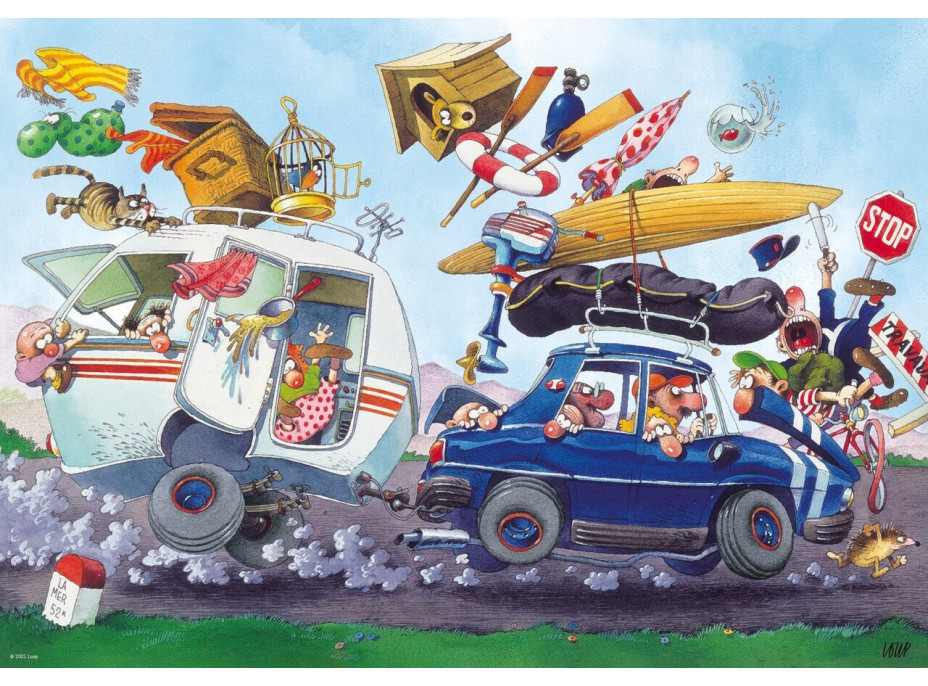 HEYE Puzzle Cartoon Classics: Odjezd na dovolenou! 500 dílků