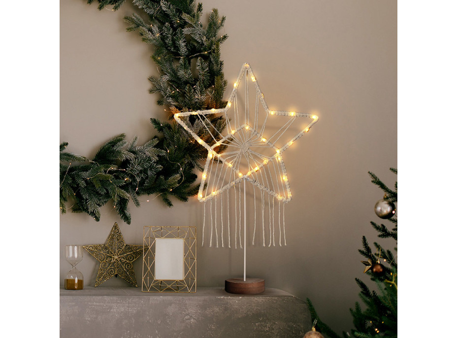 Vánoční LED hvězda stolní - pletená - 35 LED