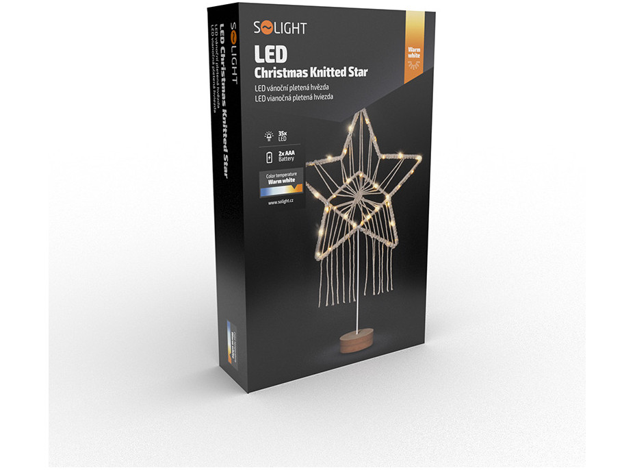 Vánoční LED hvězda stolní - pletená - 35 LED
