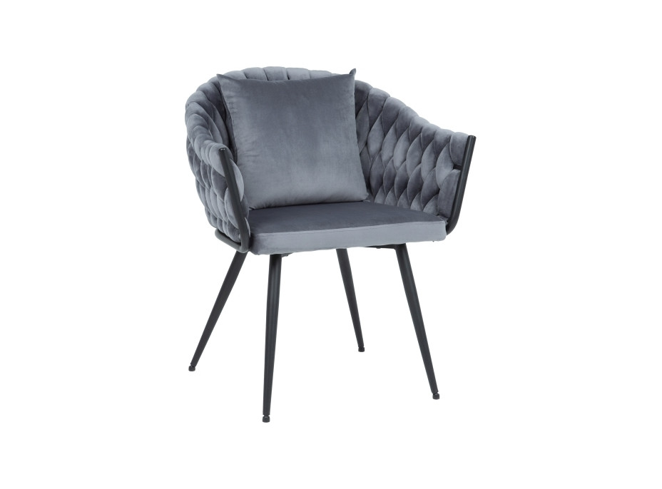 Jídelní židle NOVU Velvet - černá/šedá
