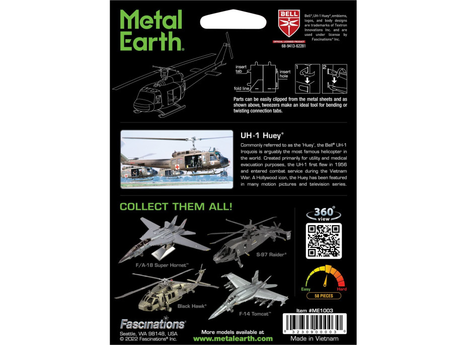 METAL EARTH 3D puzzle Vrtulník UH-1 Huey