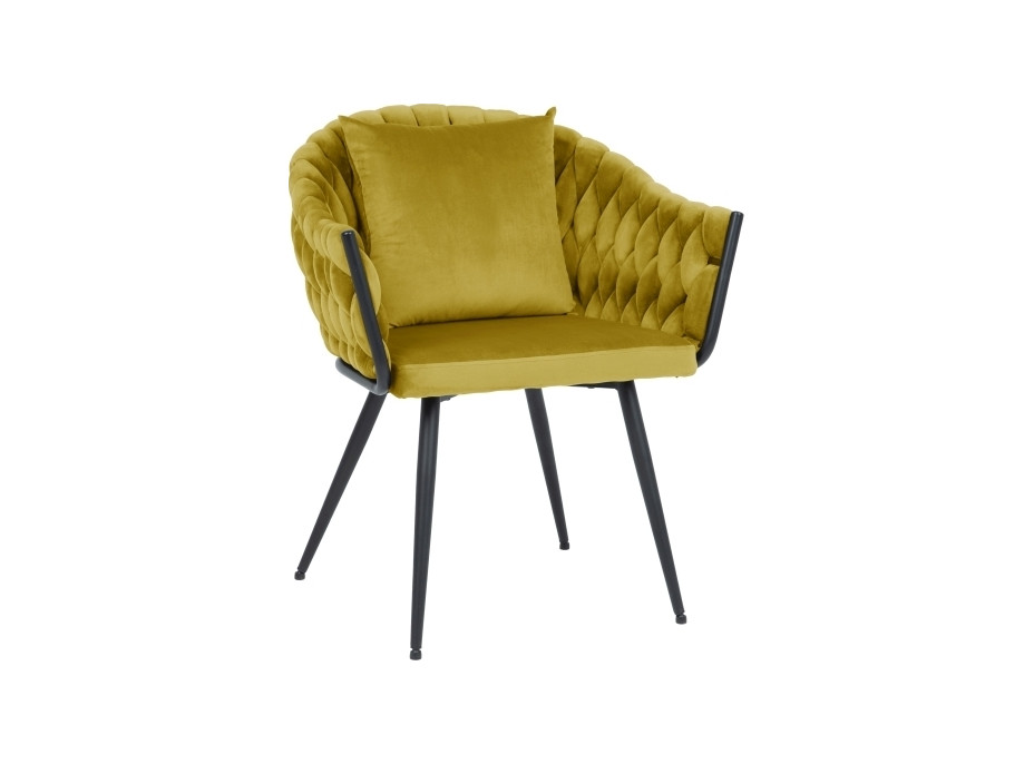 Jídelní židle NOVU Velvet - černá/kari žlutá