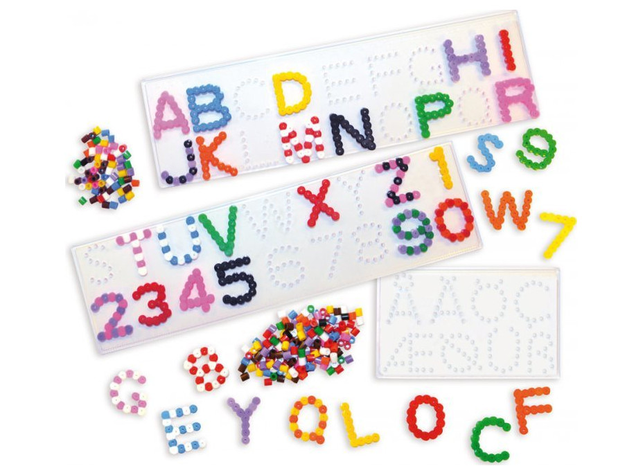 PLAYBOX Podložky pro zažehlovací korálky 3 ks - Písmena a číslice