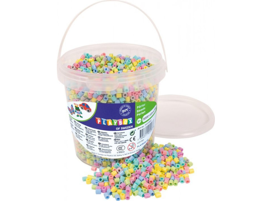 PLAYBOX Zažehlovací korálky v kbelíku - pastelové 5000 ks