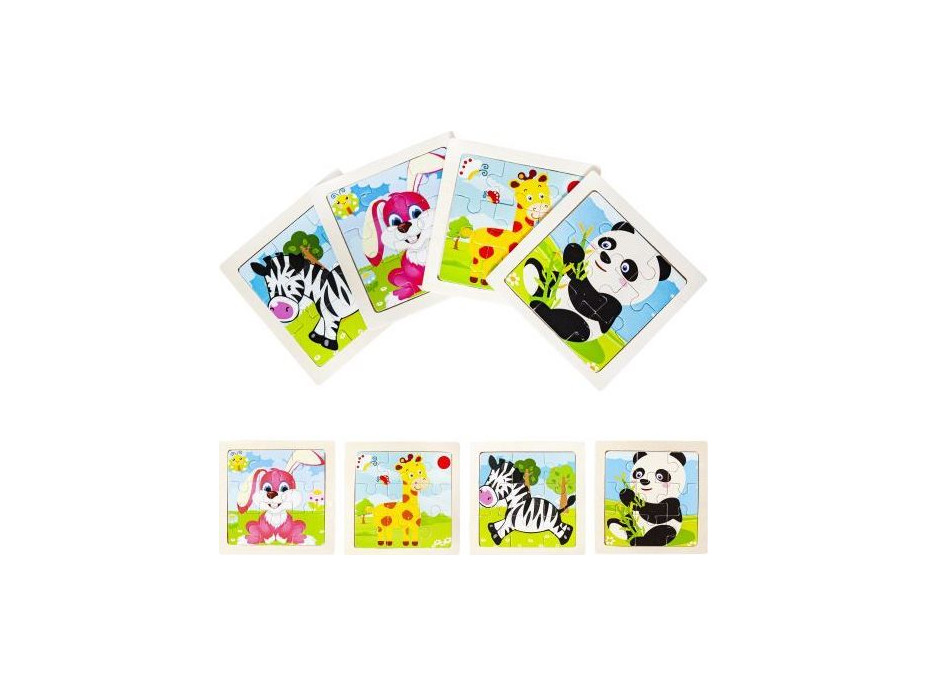 Dřevěné puzzle - Zvířátka - 4 kusy