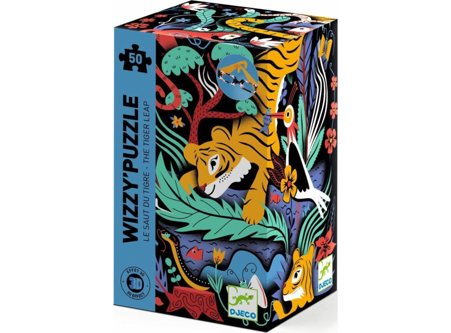 DJECO Puzzle Tygr s 3D brýlemi 50 dílků