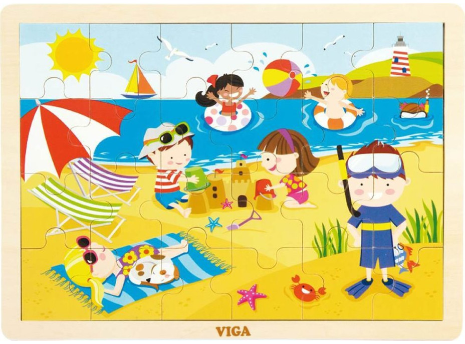 VIGA Dřevěné puzzle Léto 24 dílků