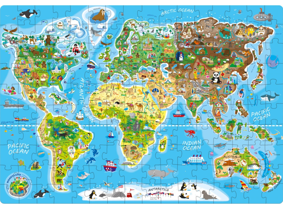 POPULAR Puzzle Mapa světa v angličtině 160 dílků