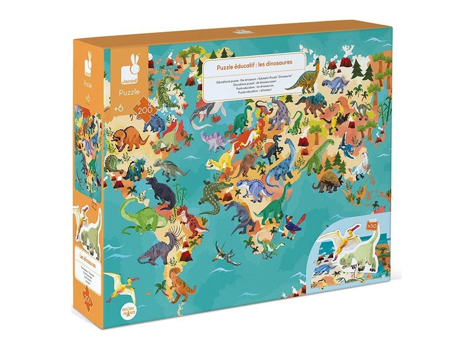 JANOD Vzdělávací puzzle Dinosauři 200 dílků