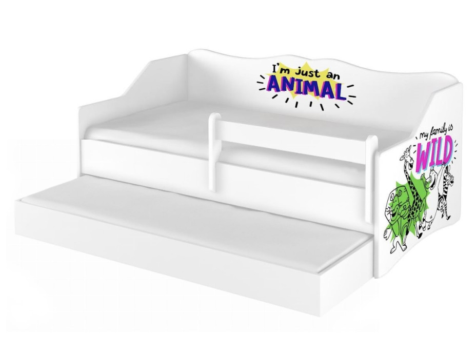 Dětská postel s přistýlkou LULLU 160x80 cm - Madagaskar - Wild Animal
