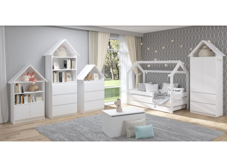 Dětská domečková postel LITTLE HOUSE - bílá - 180x80 cm