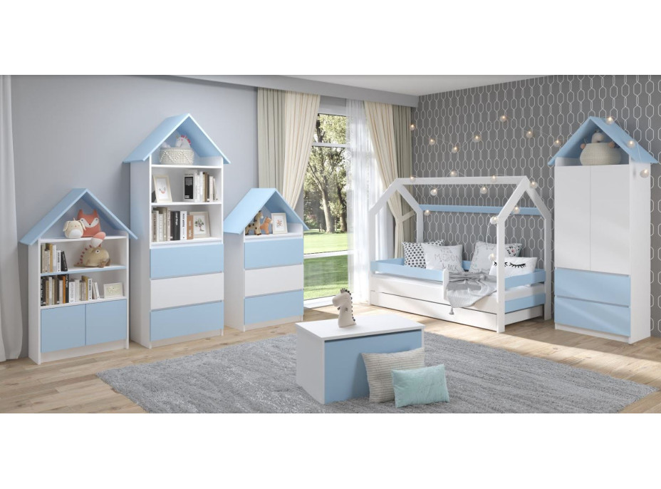 Dětská domečková postel LITTLE HOUSE - modrá - 180x80 cm