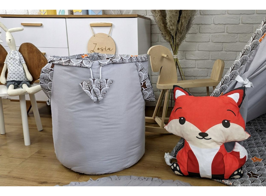 Dětský stan TEEPEE (TÝPÍ) ANIMALS s doplňky - MEDVÍDEK A KAMARÁDI - šedý