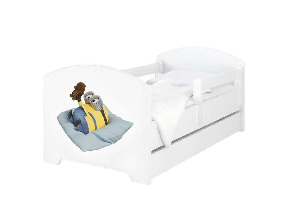 Dětská postel OSKAR - 140x70 cm - Mimoni - Mimoň s medvídkem