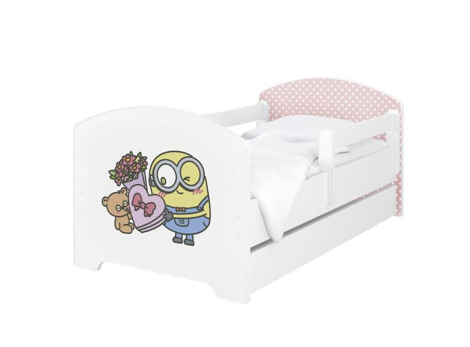 Dětská postel OSKAR - 180x80 cm - Mimoni - Růžové srdce