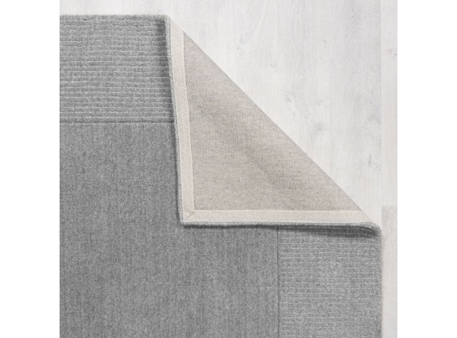 Kusový ručně tkaný koberec Tuscany Textured Wool Border Grey Marl