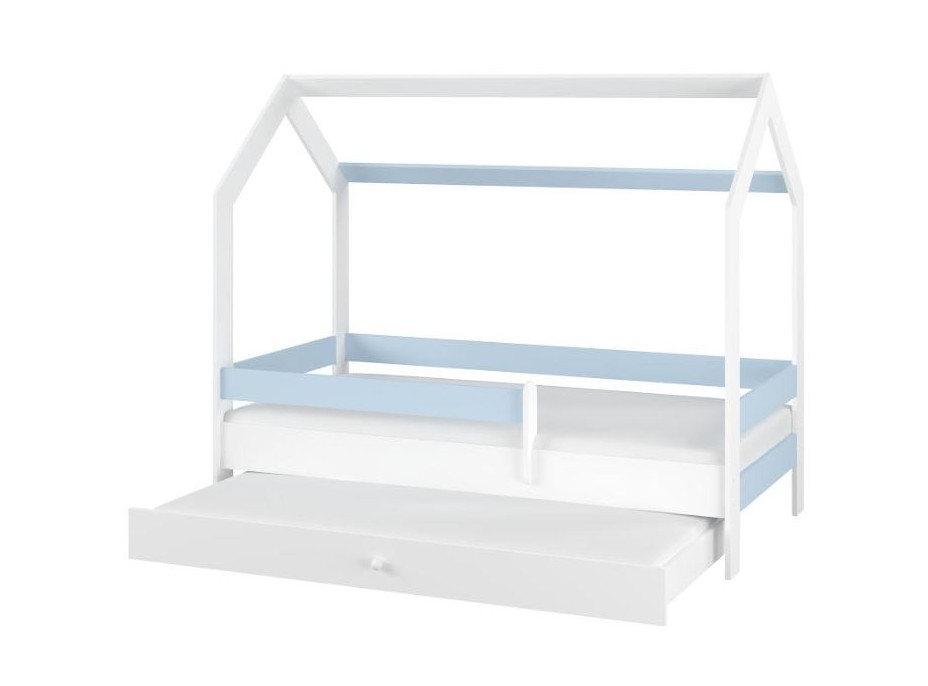 Dětská domečková postel s přistýlkou LITTLE HOUSE - modrá - 160x80 cm