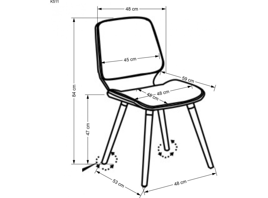 Jídelní židle MIA - krémová/dekor ořech