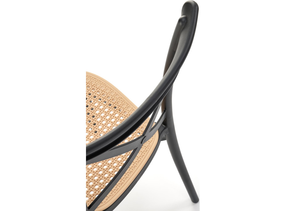 Jídelní plastová židle RITA - černá/hnědá