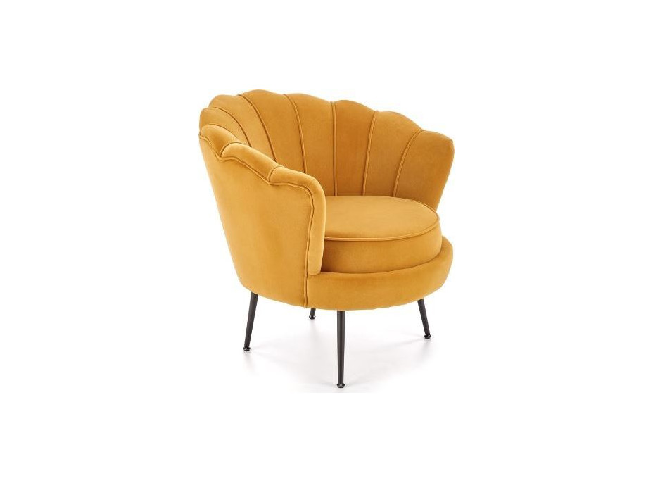 Křeslo AMORTO - čalouněné - hořčicové/černé