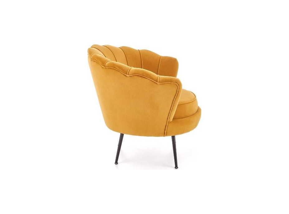 Křeslo AMORTO - čalouněné - hořčicové/černé