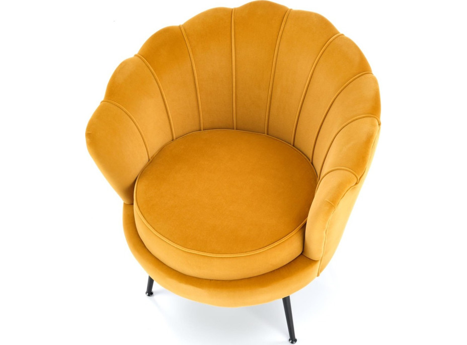 Křeslo AMORTO - čalouněné - hořčicové/černé