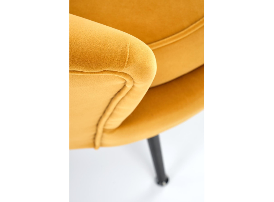 Křeslo AMORTO - čalouněné - hořčicové/černé