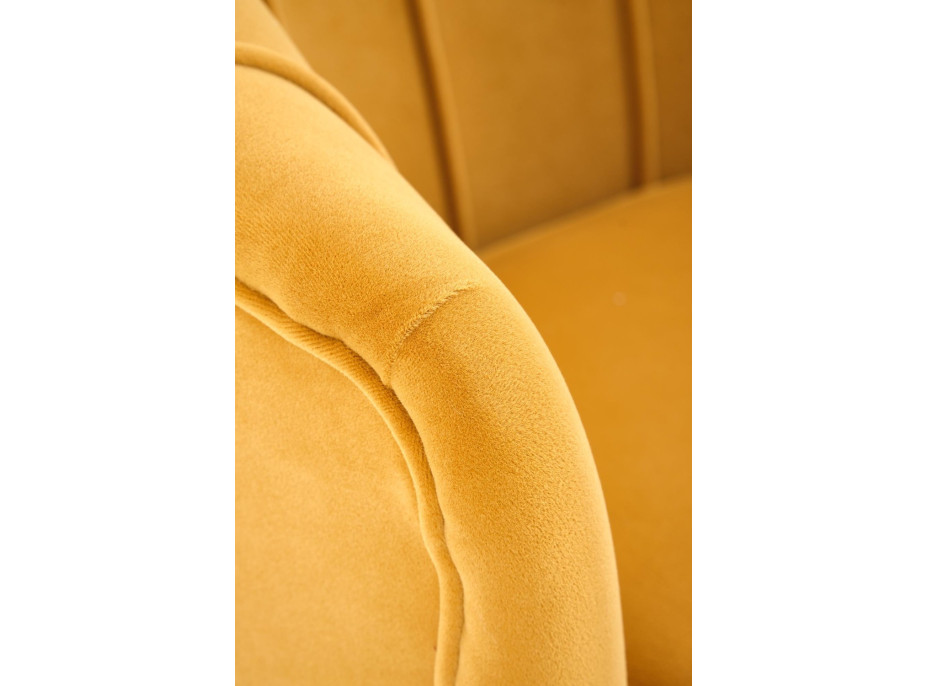 Křeslo AMORTO - čalouněné - hořčicové/černé