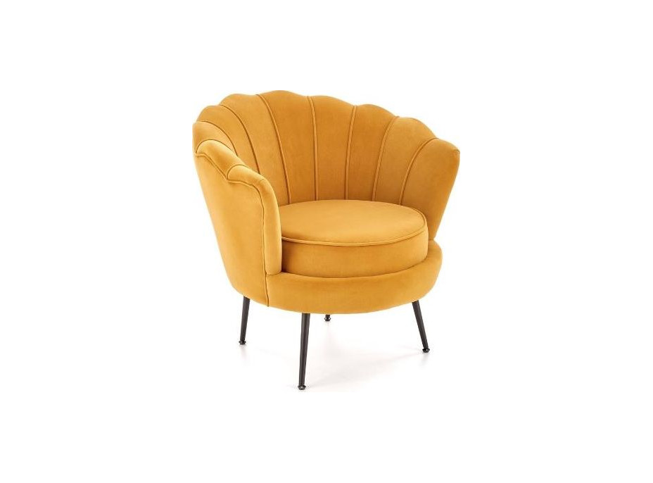 Křeslo AMORTO - čalouněné - hořčicové/černé