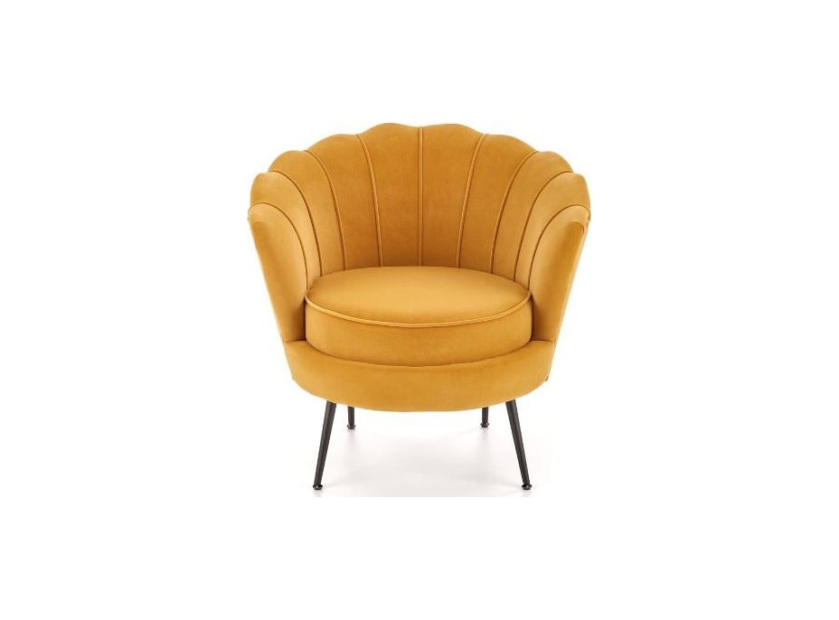 Křeslo AMORTO - čalouněné - hořčicové/černé