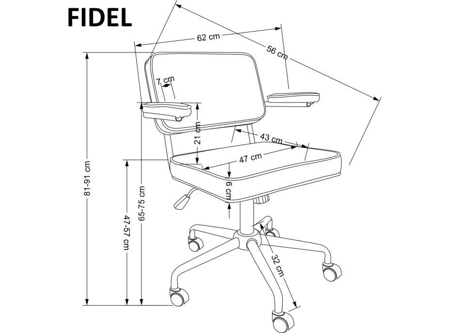 Kancelářská židle FIDEL - šedá