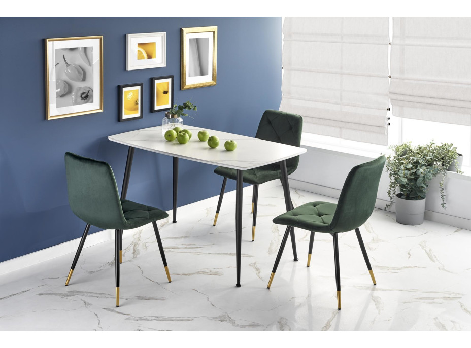 Jídelní stůl MARCO - 120x70x77 cm - bílý mramor/černý