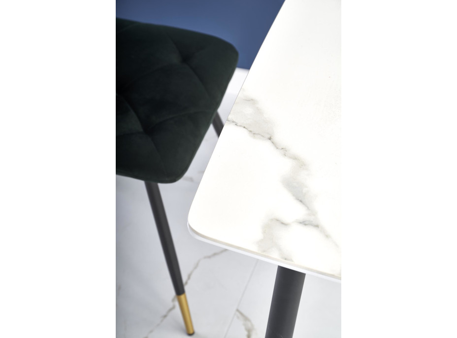 Jídelní stůl MARCO - 120x70x77 cm - bílý mramor/černý