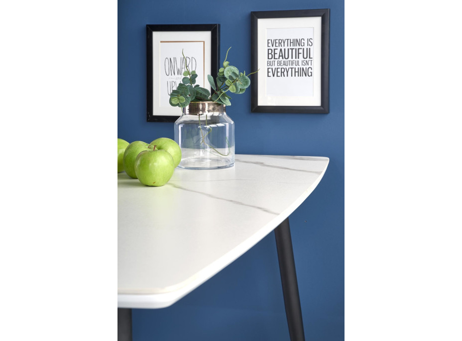 Jídelní stůl MARCO - 120x70x77 cm - bílý mramor/černý