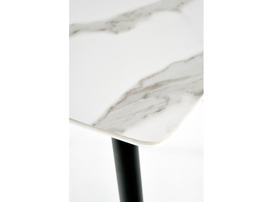 Jídelní stůl MARCO - 120x70x77 cm - bílý mramor/černý