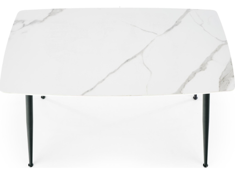Jídelní stůl MARCO - 120x70x77 cm - bílý mramor/černý