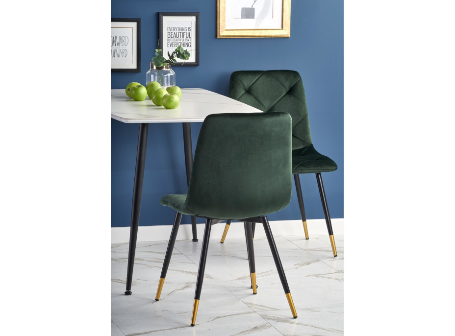 Jídelní stůl MARCO - 120x70x77 cm - bílý mramor/černý