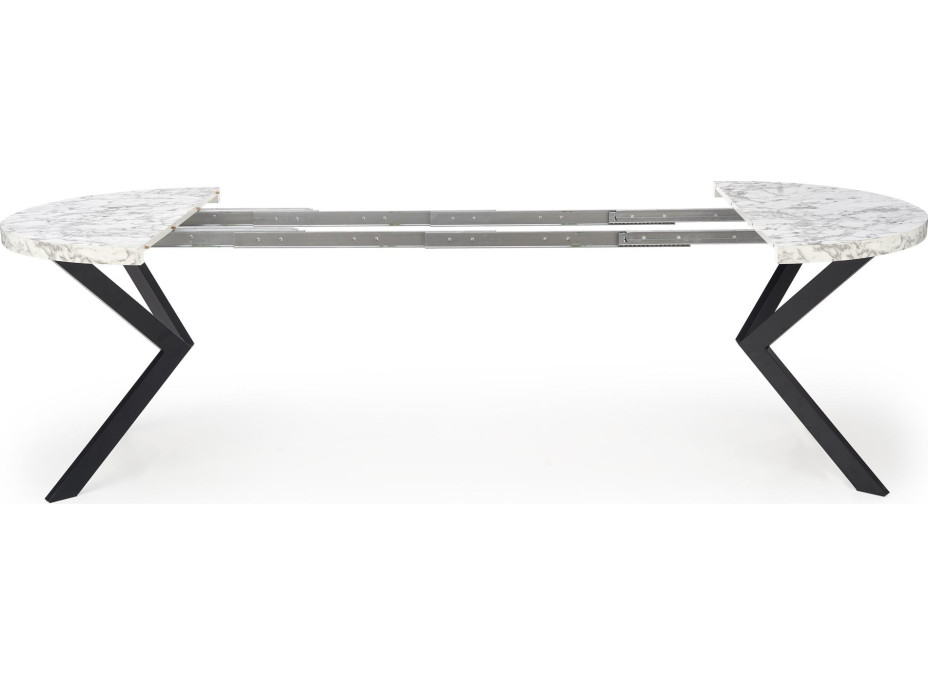 Jídelní stůl HARRISON 100(250)x100x75 cm - rozkládací - bílý mramor/černý